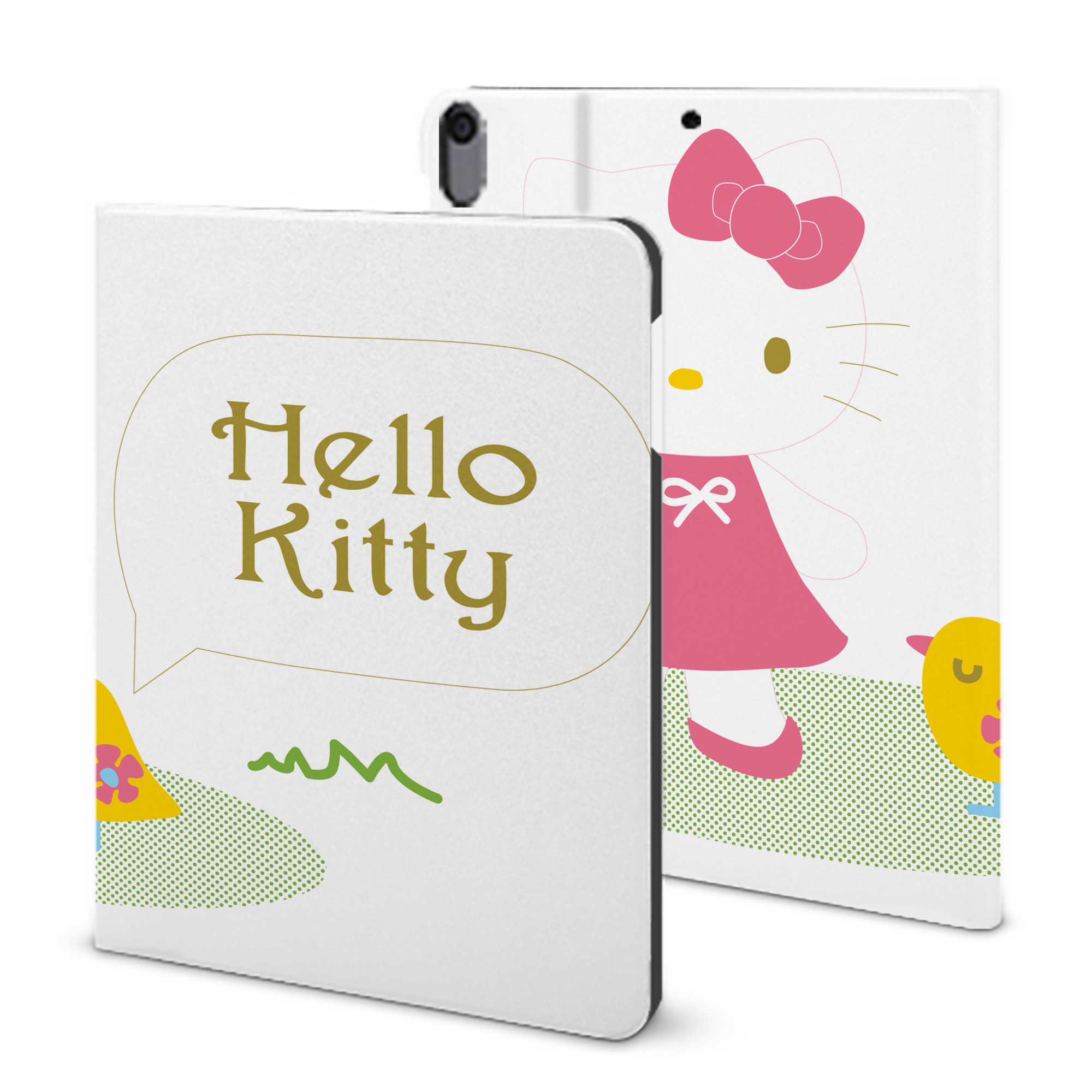 （画像用） Hello Kitty ハローキティ IPad ケース ブック型 PUレザー TPU 耐衝撃 軽量 薄型 ペン収納なし 全面保護 IPad 各モデル対応